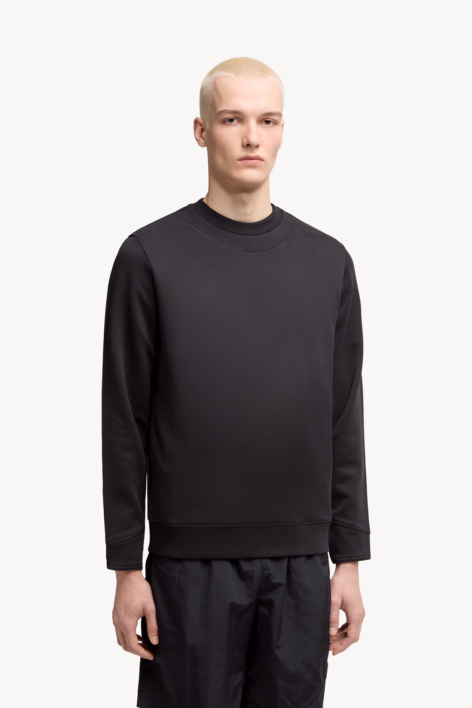 Logo Patch Cotton Sweatshirt Men Black Moncler 3